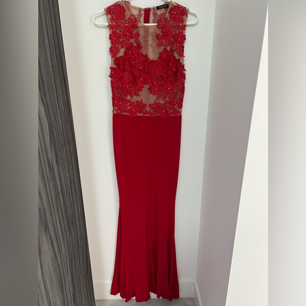 CQ by CQ floor length red dress with lace S